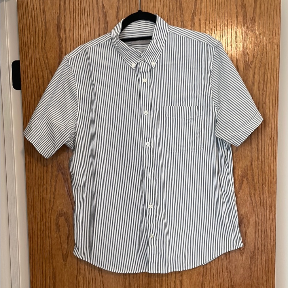 Everlane Short Sleeve Oxford Button Down Striped Shirt